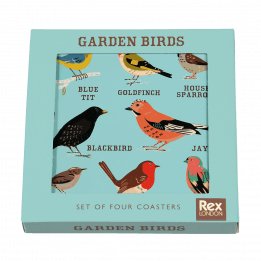 Garden Birds coasters (set of 4) in box