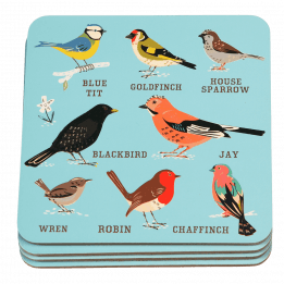 Garden Birds coasters (set of 4) stacked