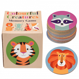colourful creatures memory game box with pieces