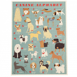 Completed 1000 piece jigsaw puzzle with illustrations of various dogs 
