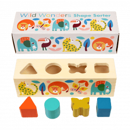 Wild Wonders shape sorter toy unpacked with box
