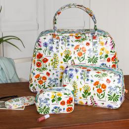Wild Flowers travel collection oilcloth bags and glasses case