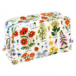 Wild Flowers wash bag side showing zip pull