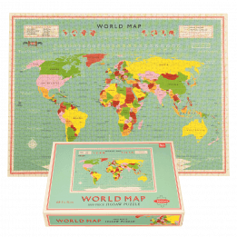 Completed World Map puzzle with box