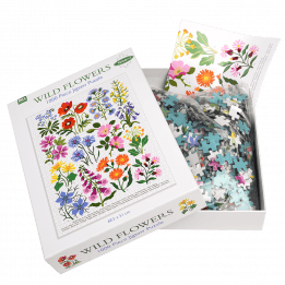 Wild Flowers puzzle pieces and guide sheet in box