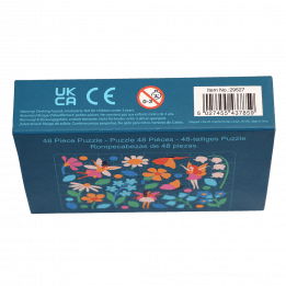 Fairies in the Garden puzzle box side with safety information