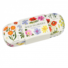 White hardshell glasses case with wild floral pattern