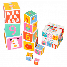 Happy life stacking blocks