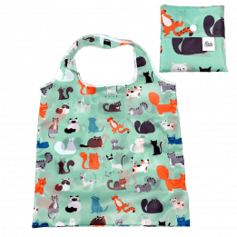 Nine lives recycled and reusable foldaway shopper bag