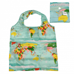 World Map Recycled Foldaway Shopper Bag