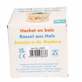 Wild Wonders wooden rattle bottom of box