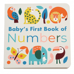 First book of numbers front cover with colourful graphics of wild animals