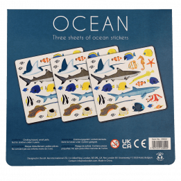 Ocean stickers back of packaging with information