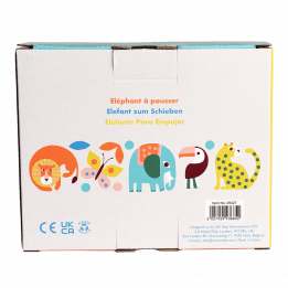 Wild Wonders push along elephant toy back of box