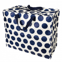 Recycled plastic jumbo storage bag in cream with navy spots