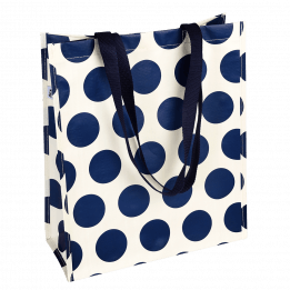 Recycled plastic jumbo storage bag in cream with navy blue spots