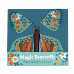 Blue magic butterfly toy in packaging