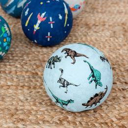 Pale blue inflatable ball with dinosaur print