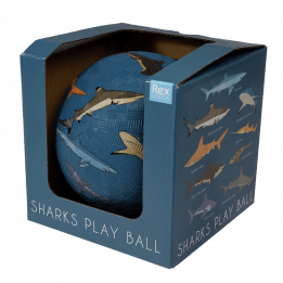 Sharks play ball in box side view