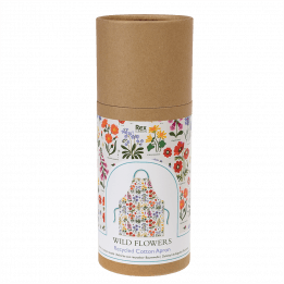 Wild Flowers Recycled Cotton Apron cardboard tube front