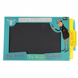 Magic Slate toy in turquoise with secret agent design