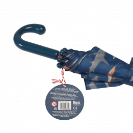 Sharks children's umbrella swing tag with information