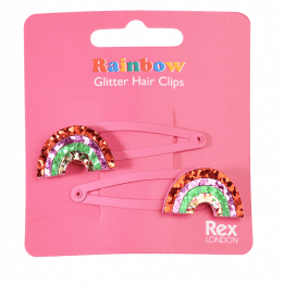  Rainbow Glitter Hair Clips (set Of 2)