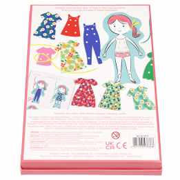 Learn to Stitch dress-up dolly kit box back with information