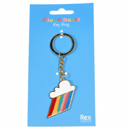 Keyring with cloud burst charm attached to packaging