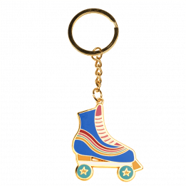 Gold coloured keyring with roller skate charm