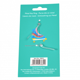 Roller skate keyring back of packaging