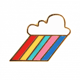 Pin badge in shape of cloud with rainbow-coloured beams
