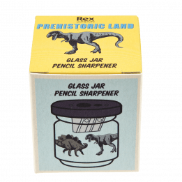 Prehistoric Land glass jar pencil sharpener box