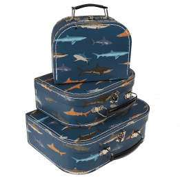 Set of 3 Sharks design cardboard storage cases stacked