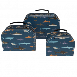 Set of 3 Sharks design cardboard storage cases