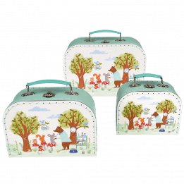 Set of 3 Woodland Friends design carboard storage cases