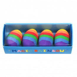 Magic rainbow egg erasers in packaging