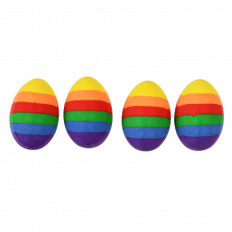 4 rainbow coloured erasers in shape of eggs