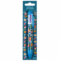Six colour ballpoint pen with fairies among flowers print in packaging