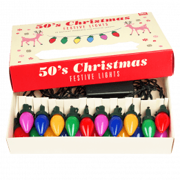 50s Christmas festive lights box opened slightly to reveal lights