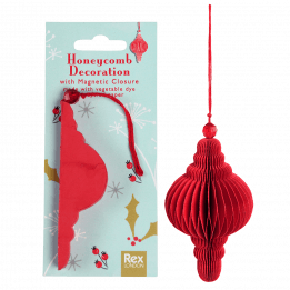 Honeycomb paper Christmas decoration in red with packaging