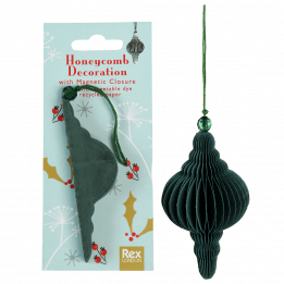 Honeycomb paper Christmas decoration in green with packaging