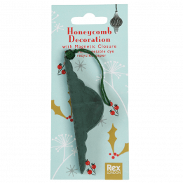 Honeycomb paper Christmas decoration in green in packaging
