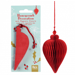 Honeycomb paper Christmas decoration in red with packaging