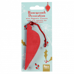 Honeycomb paper Christmas decoration in red in packaging