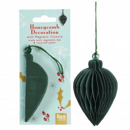 Honeycomb paper Christmas decoration in green with packaging