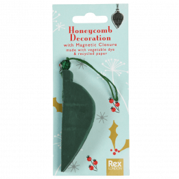 Honeycomb paper Christmas decoration in green in packaging