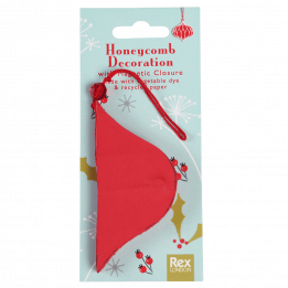 Honeycomb paper Christmas decoration in red in packaging