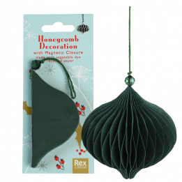 Honeycomb paper Christmas decoration in green with packaging