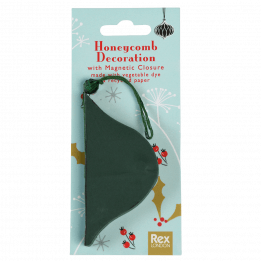 Honeycomb paper Christmas decoration in green in packaging